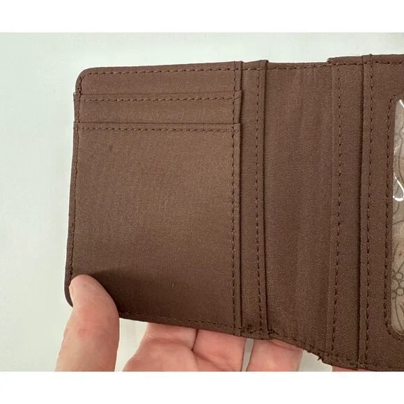 Justin Womens Wallet Bifold Metal Braided Vegan Leather Brown Western New - Picture 7 of 9